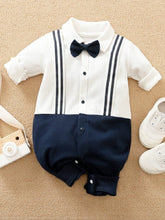 Gentleman's Polo One-piece Suit With Black Bow & Black Strips