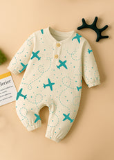 Premium Grey Interlock Henley Baby Sleepsuit - Soft Combed Cotton Footless Design