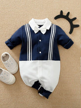 Gentleman's Polo One-piece Suit With Printed Strips