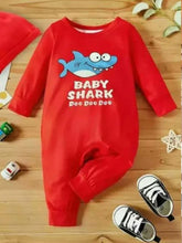 Cozy Shark Printed Long Sleeve Romper