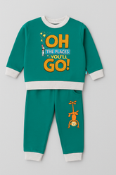 Featherhead Cozy Kids Green Sweatshirt & Navy Pants Set Winter Outfit