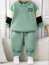Green V-Cross Winter Fleece Tracksuit Playwear Set
