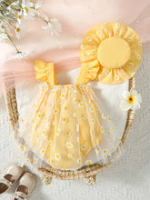 Mesh Ruffle Strap Back Triangle Bodysuit + Sun Hat Set