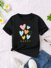 Heart Print Casual Fashionable Cute T-shirt