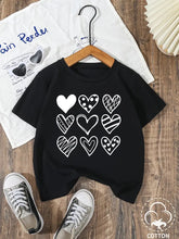 Casual Crew Neck T-Shirt with Adorable Heart Print