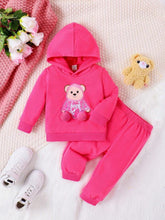 Soft Baby Pink Basic Bear Fleece Hoodie Sweat Set