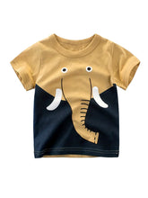 Short Sleeves Cartoon Elephant Cotton T-shirt Tee Top