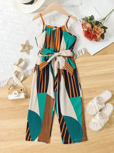 Jumpsuit with Geometric Color-Block Print And Belt