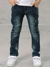 Embroidered Detail, Vintage Washed Denim Jeans