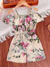 Ruffled Off-Shoulder Dress Flower Graphic Jumpsuit