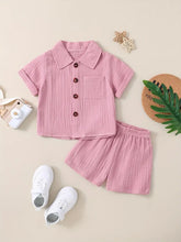 Wrinkle Cloth Short Sleeve Pajama Pants Set