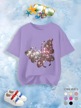 Printed Off Shoulder Round Neck Short Sleeved T-Shirt