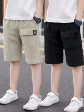 2pcs Elastic Waist Solid Cotton Shorts