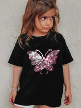 Sparkling Diamond Butterfly Graphic Tee Short Sleeve T-Shirt