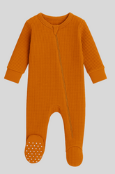 Soft Honey Ginger 100% Cotton Footed Sleep & Play Sleeper for Infants