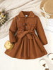 Solid Color Single-Breasted Collared Shirt Dress Fashion Formal Dress