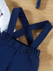 Gentleman's Lapel Romper Set with Bowtie