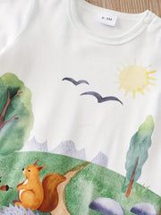 Cartoon Animal Print Casual Short Sleeve Romper