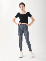 Solid Color Imitation Denim Pants