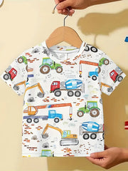 Summer Cartoon Construction Vehicle T-Shirt