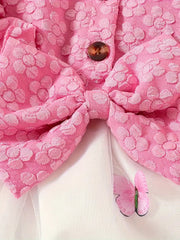 Floral Lace Dress with Ruffled Sleeves & Flared Skirt