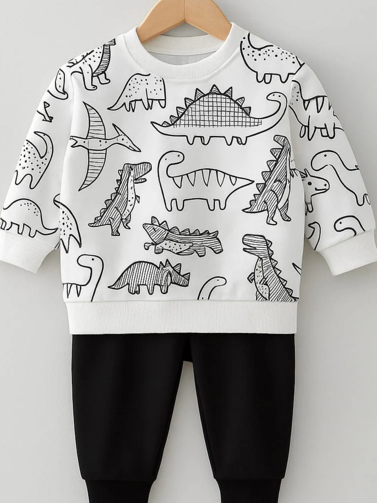 Allover White Animal Print Fleece Winter Tracksuit