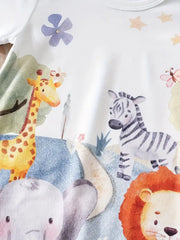 Cartoon Animal Print Casual Short Sleeve Romper