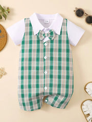 Cute Style Short Sleeve Outdoor Romper With Faux Collar