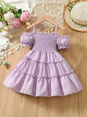 Suspender Dress with Bubble Sleeves and Bud Sleeves