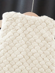 Vest Jacket Soft Pastel Pink Coat with Bow Easy Button Closure