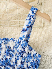 Floral Print Sleeveless Jumpsuit with Matching Beach Hat