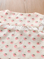 Light Yellow Ruffle Neckline Non-Stretch Fabric Casual Long Sleeve Blouse with Floral Print
