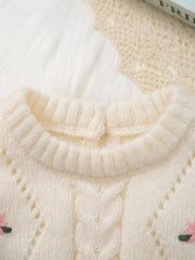 Floral Embroidered Knitted Romper