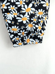 Summer Hip-Hop Ethnic Print Front and Middle Pleated Button Leggings