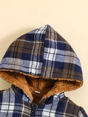 Cozy Fleece-Lined Plaid Zip-Up Hooded Jacket