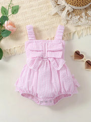 Infant Baby Cute Chic Striped Bow Cami Onesie Romper