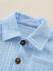 Wrinkle Cloth Short Sleeve Pajama Pants Set