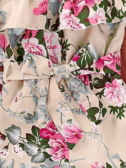 Ruffled Off-Shoulder Dress Flower Graphic Jumpsuit