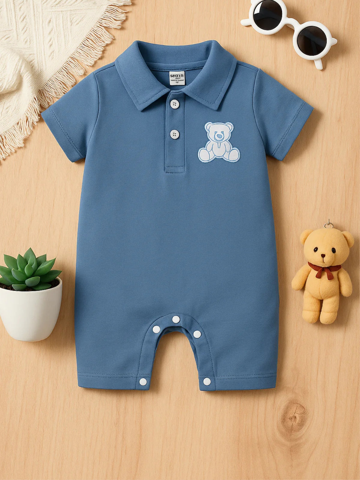 Newborn Premium Plush Polo Romper