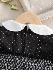 Polka Dot Shirred Puff Sleeve Dress