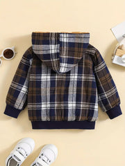 Cozy Fleece-Lined Plaid Zip-Up Hooded Jacket