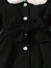 Soft Plush Bow Lapel Collar Jacket  Winter Coat