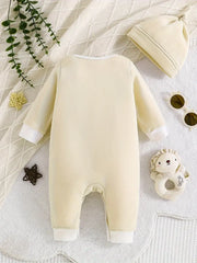 1pc Warm Hooded Round Neck Long Sleeve Bodysuit