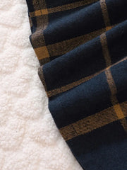 Long Sleeve Waisted Plaid Print Causal & Cute Dress