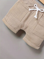 2pcs Short Sleeve Shirt Cotton Blend Breathable Summer Set