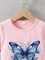 Casual Short Sleeve Summer Butterfly Print T-Shirt