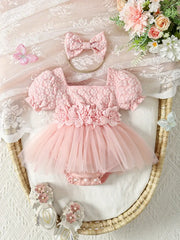 Elegant Floral Embroidered Puff Sleeve Tutu Dress - FD 🚀