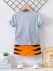 Cute Cartoon Printed Tiger Pattern + Printed Shorts