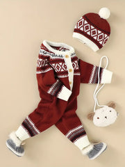 Newborn Infant Geometric Pattern Sweater Romper