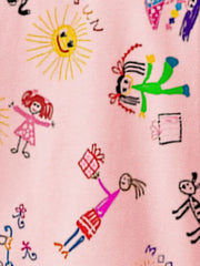 Short Sleeve Outfit for Outdoor Pink Graffiti Print Casual T-Shirt and Shorts Set